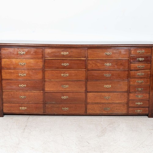 Mahogany Museum Bank Drawers Cabinet