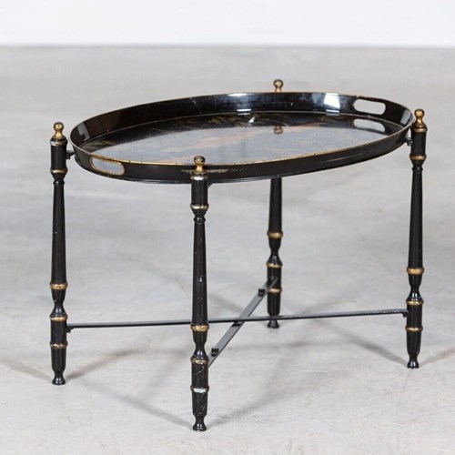 Mid Century Chinoiserie Iron Tole Ware Tray Table