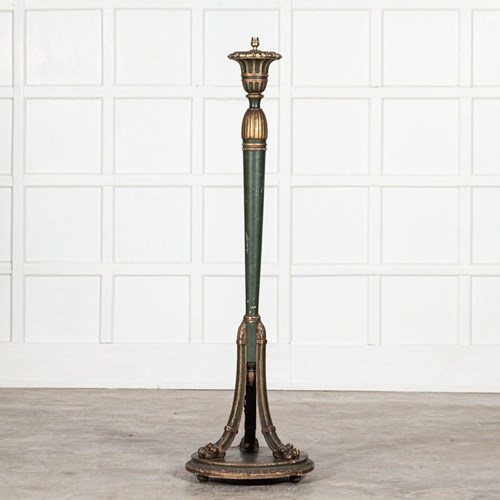 French Gilt & Green Painted Floor Lamp