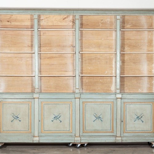 Monumental 19Thc French Blue Painted Bookcase