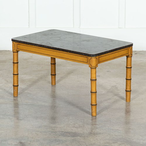 19Thc English Faux Bamboo & Marble Painted Beech Coffee Table