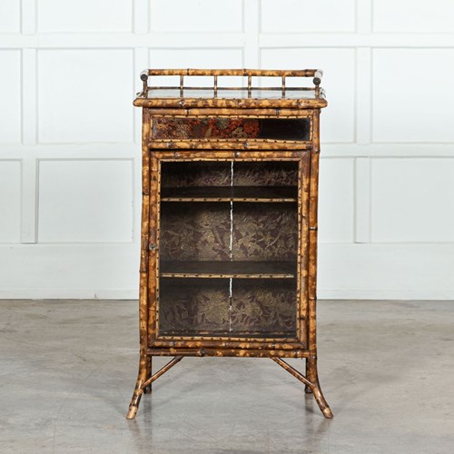 19Thc English Glazed Bamboo Bookcase Cabinet