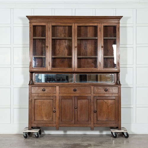 Large English Oak Glazed Butlers Pantry Cabinet