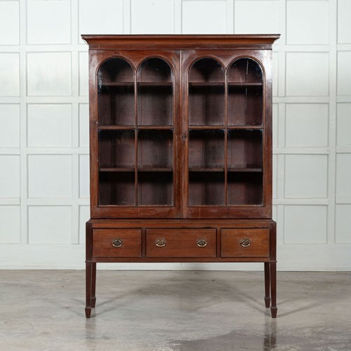 English Mahogany Arched Glazed Dresser Cabinet