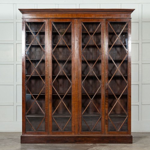 Large English 19Thc Mahogany Astral Glazed Bookcase / Display Cabinet