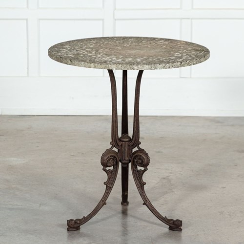 19Thc English Painted Cast Iron Marble Garden Table