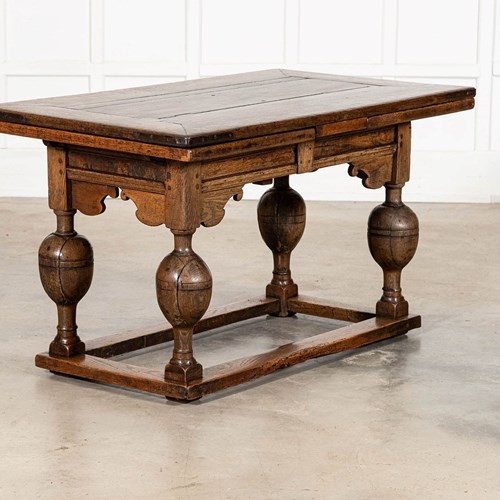 17Thc English Oak Draw-Leaf Refectory Table