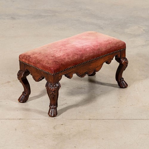 English 19Thc Queen Anne Style Walnut Stool