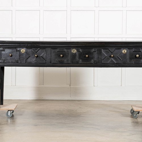English 19Thc Ebonised Oak Console Table