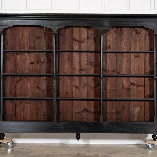 Monumental 19Thc Ebonised Pine Bookcase / Display