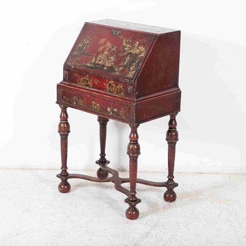 English Decorative Chinoiserie Bureau Writing Desk