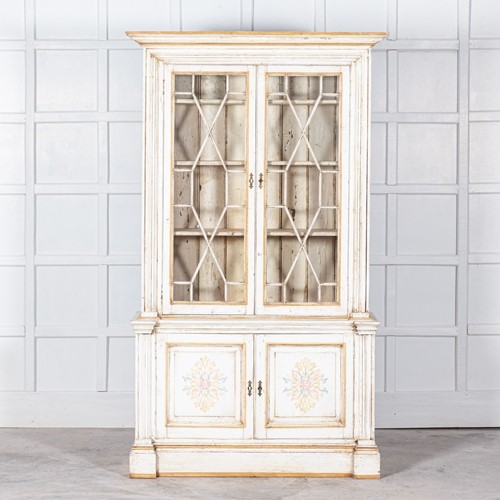 19Thc Painted Astragal Glazed Bookcase Cabinet