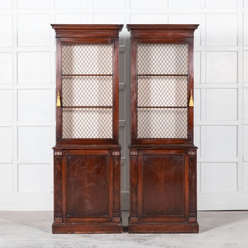 Pair 19Thc English Mahogany Glazed Cabinets
