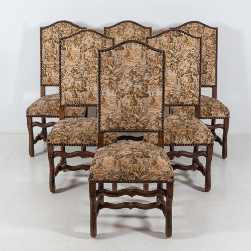 Set of 6 Os De Mouton Beech Tapestry Chairs