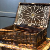 19thC Anglo Indian Coromandel Inlaid Sewing Box