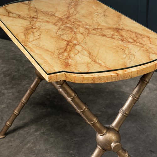 Simulated Marble Faux Bamboo Side Table