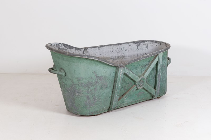 19thC Painted Green Zinc Bath Tub-adam-lloyd-interiors-19thc-french-zinc-painted-bath2-main-637596329418084623.jpg