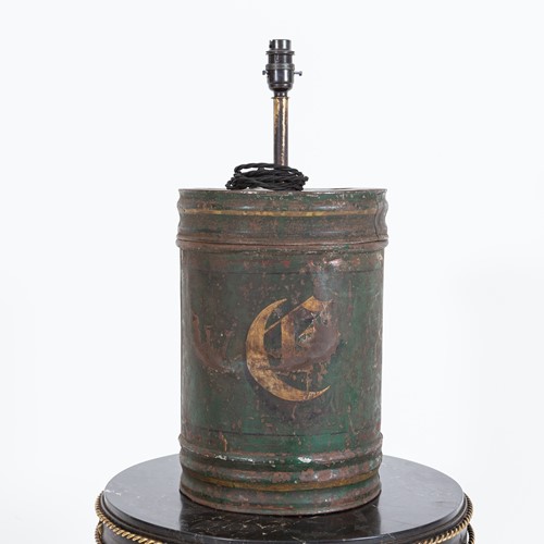 19thC Toleware Tea Cannister Lamp