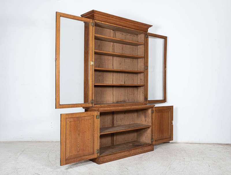 19thC English Glazed Oak Bookcase Cabinet-adam-lloyd-interiors-3-19thc-english-glazed-oak-bookcase4-main-637933171761790240.jpeg