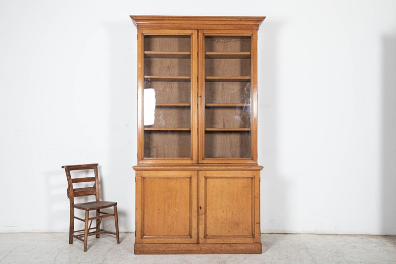 19thC English Glazed Oak Bookcase Cabinet-adam-lloyd-interiors-4-19thc-english-glazed-oak-bookcase-main-637933171770229265.jpeg