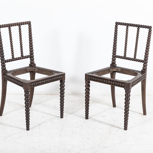 Pair 19thC English Mahogany Bobbin Chairs
