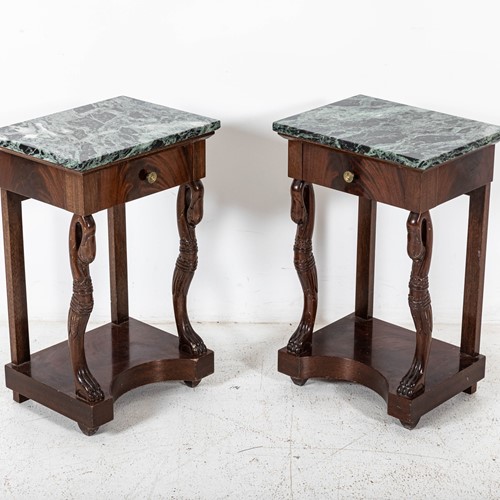 Pair French Swan Neck Bedside Tables
