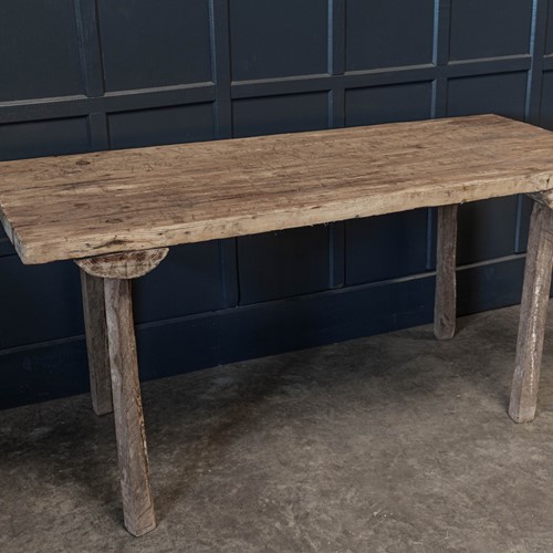 19thC Primitive Elm Pine Butchers Work Table