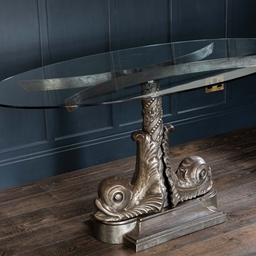 London Embankment Cast Iron Dolphin Table with Rot