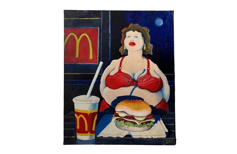 'Woman And Hamburger' Oil On Canvas Painting-adps-antiques-059-4643-1-main-638048246483263100.jpg