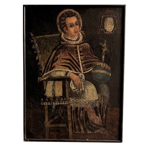 16Th-17Th Century Cusco School Painting Of A Saint