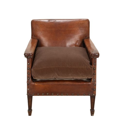 Small French 1920’S Leather Club Chair 