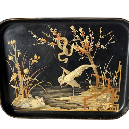 Small Napoleon Iii Papier Mache Chinoiserie Tray