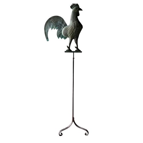 Copper Rooster Weathervane Sculpture