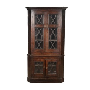 English Oak Corner Cupboard Display...
