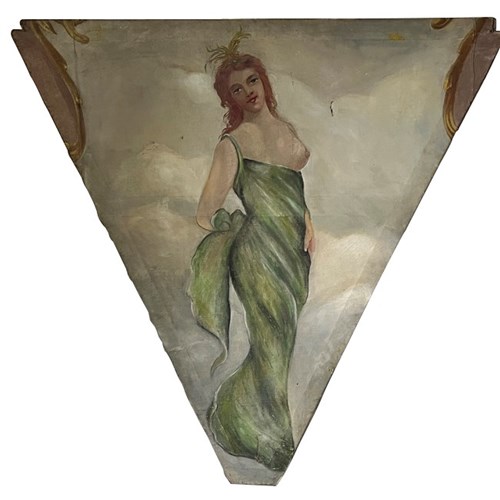 Large 19Th Century Oil On Canvas Fairground Panel