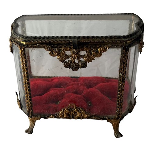 19Th Century French Glass Marriage Casket