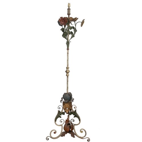 Tall Italian Polychrome Iron Floor Lamp