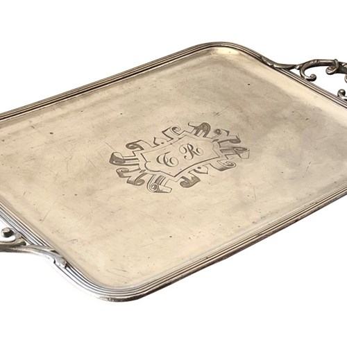 Large 19Th Century French Silverplate Serving Tray