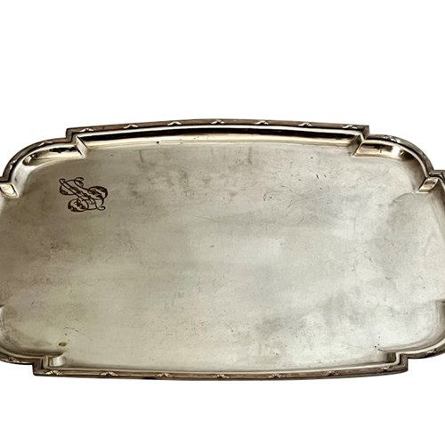 Large 19Th Century French Silverplate Serving Tray
