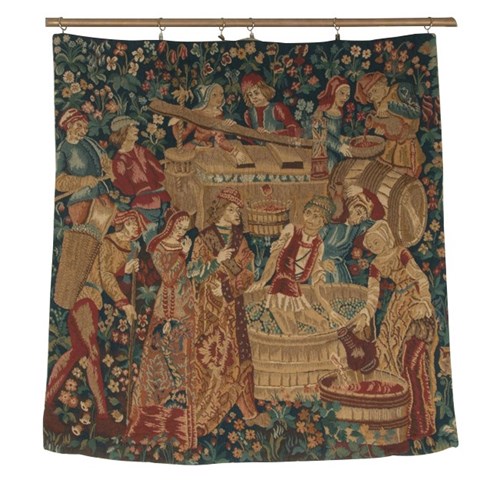 20Th Century French Tapestry 'Wine Pressing' By Jean Laurant