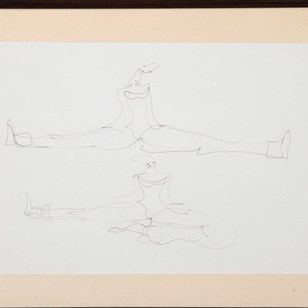 Framed Ink Sketches 'Limbering Up '...