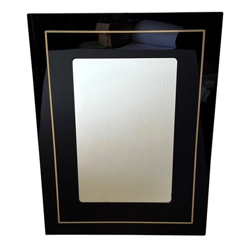 Italian Black Acrylic And Brass Mirror