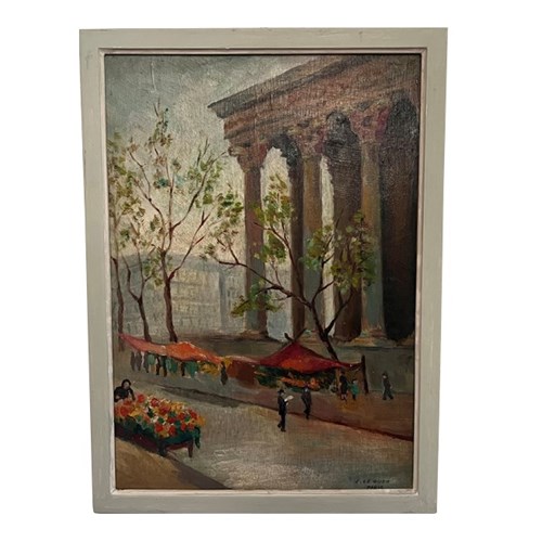 Painting 'The Flower Market, Madelaine, Paris'