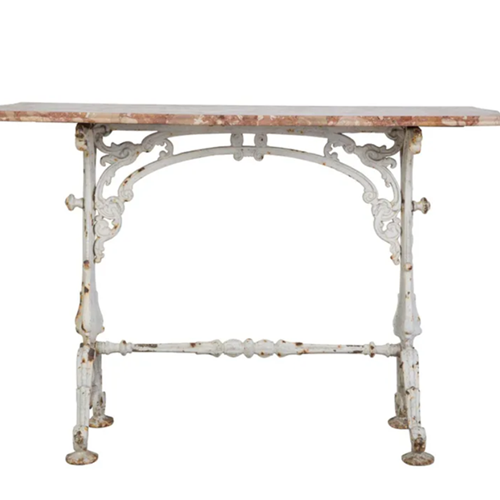 Beautiful Cast Iron Table With Marble Top