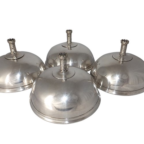 Set Of Four Silver Plate Cloches