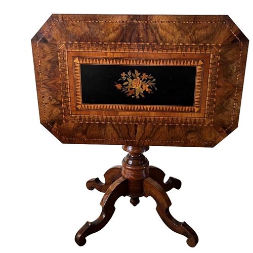 Italian Marquetry Tilt Top Table