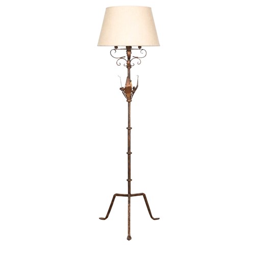 Mid Century Gilt Iron Spanish Floor Lamp