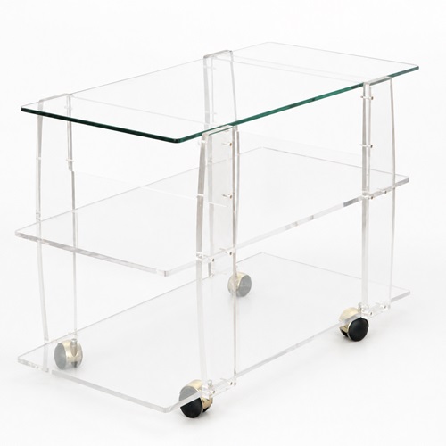 Lucite & Glass Trolley By David Lange