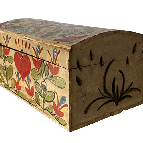 19Th Century Painted Normandy Marriage Box