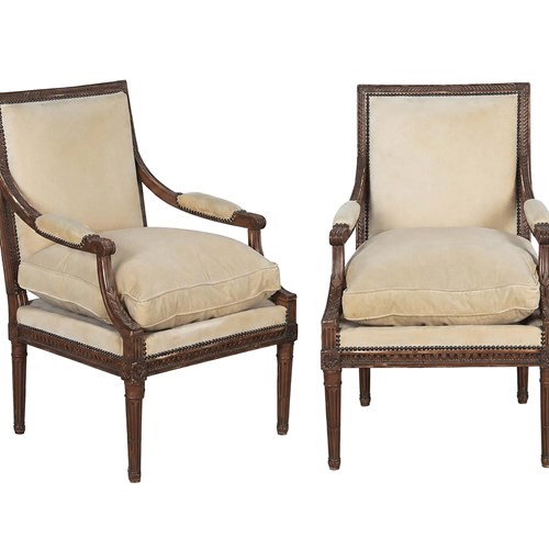Pair Of Louis Xvi Revival Open Armchairs
